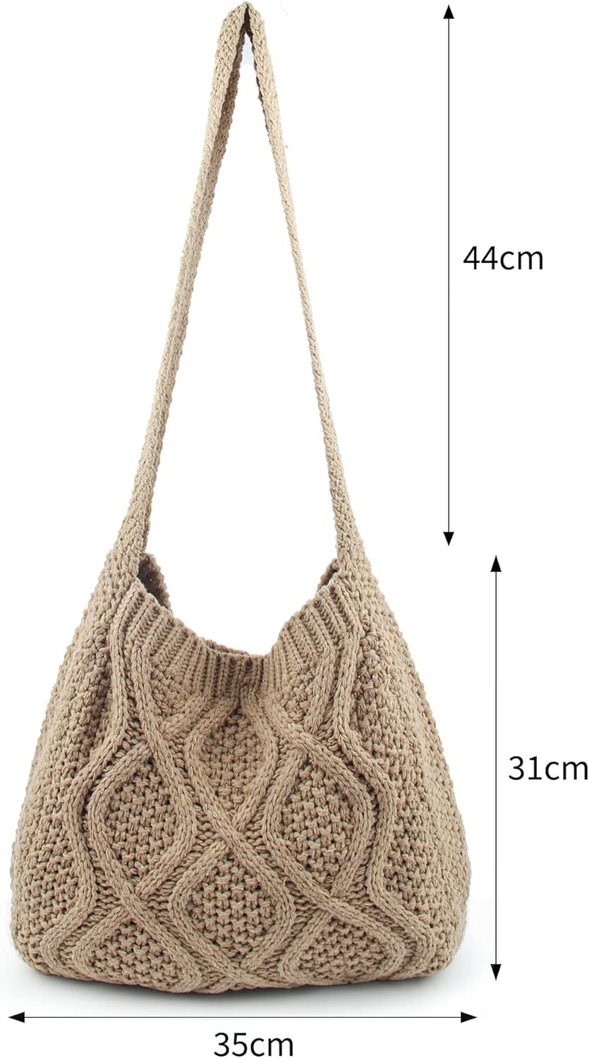 ENBEI Handmade Crochet Bag–Boho Chic Shoulder Bag, Aesthetic Kinted Bag,Cute Crossbody Bag,Beach, Shoppingor Daily Use