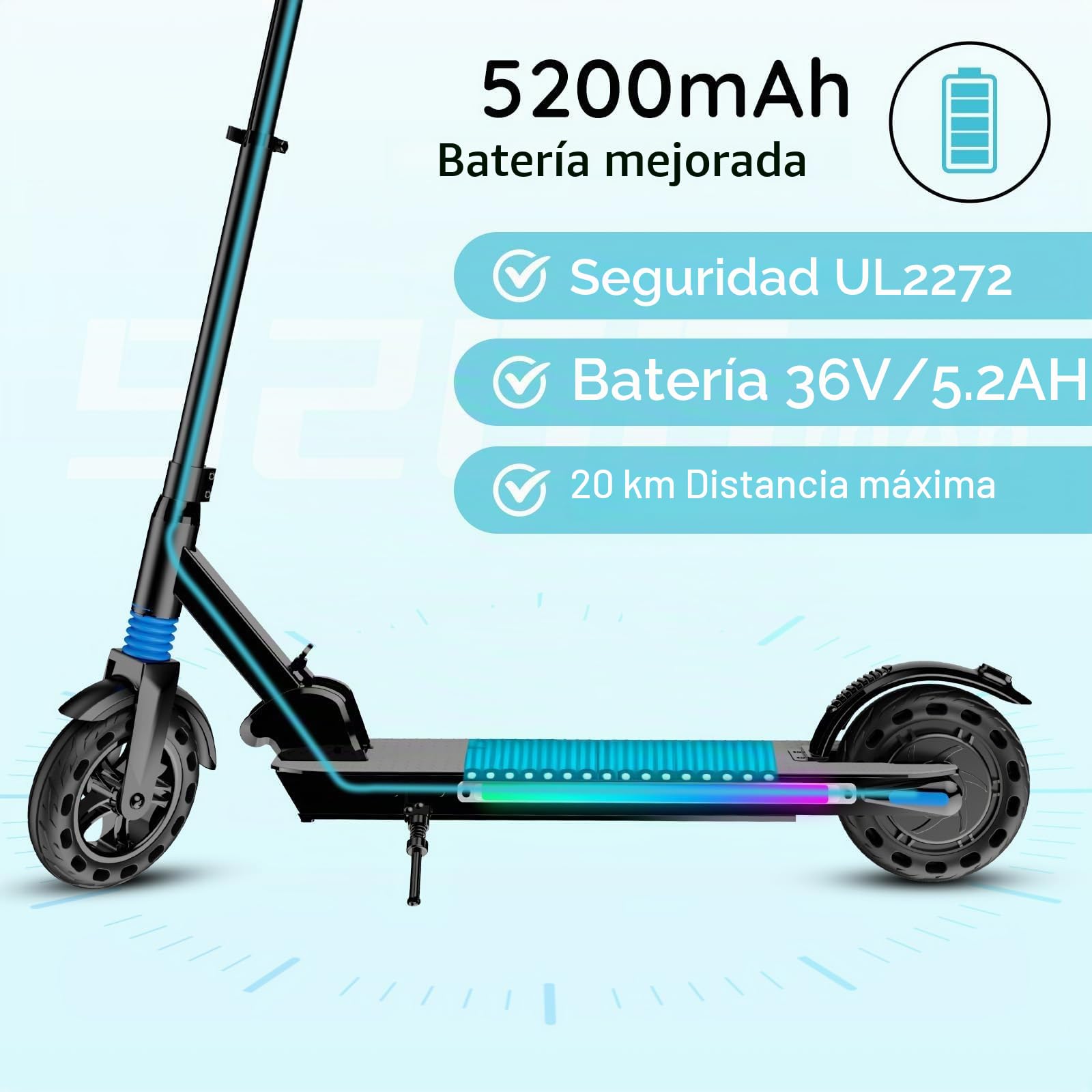 Patinete eléctrico para niños, pantalla LED, plegable y de altura ajustable, para niños de 8 a 16 años, alcance máximo 20 KM, máx. 20 km/h, regalo para niños y jóvenes, sin certificado ABE