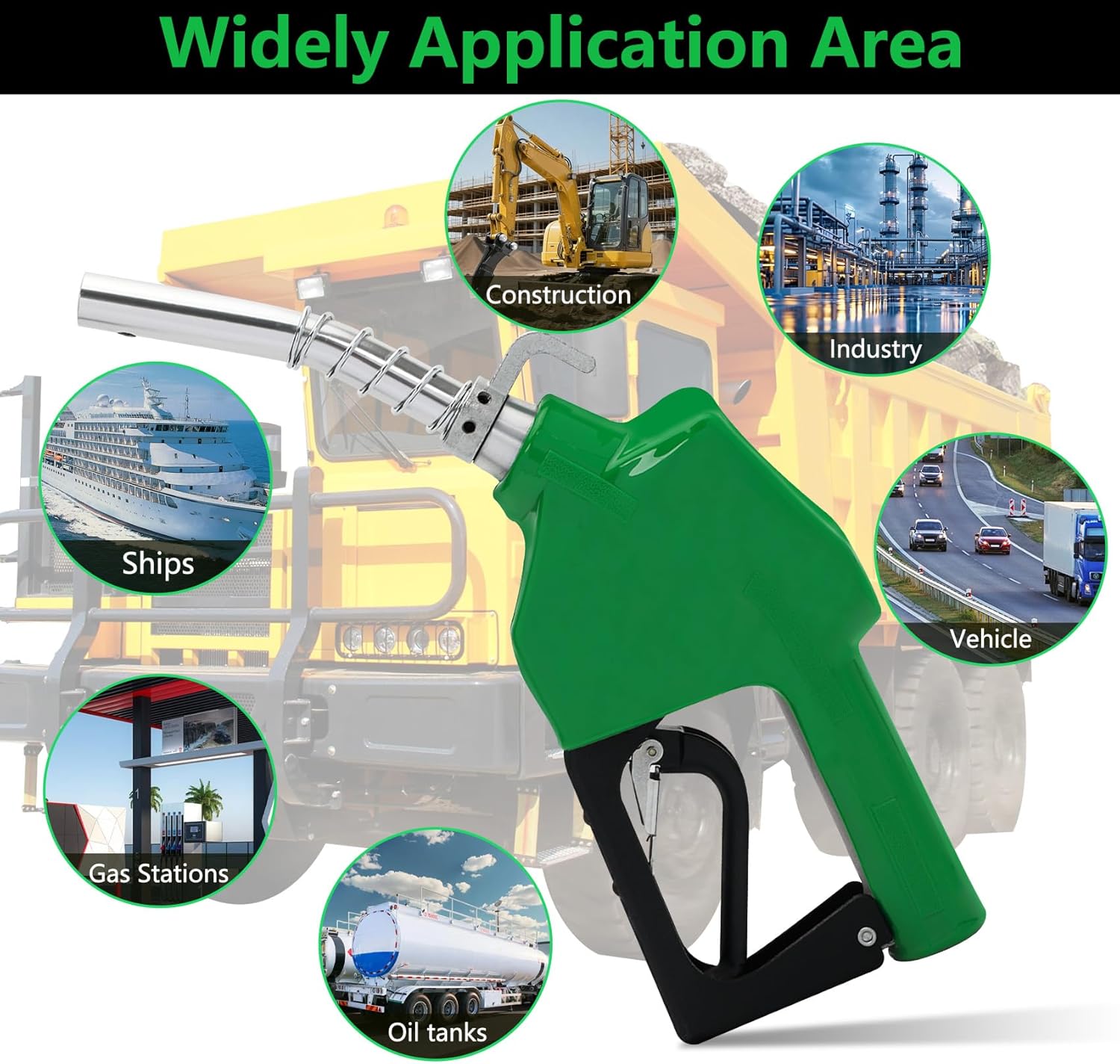 Azdele 3/4" NPT Fuel Nozzle & Hose Swivel, Auto Shut Off Diesel Fuel Transfer Nozzle, 3-speed Padlock Max Flow 16 GPM, Automatic Fuel Nozzle Used for Gasoline, Diesel, Biodiesel, Kerosene