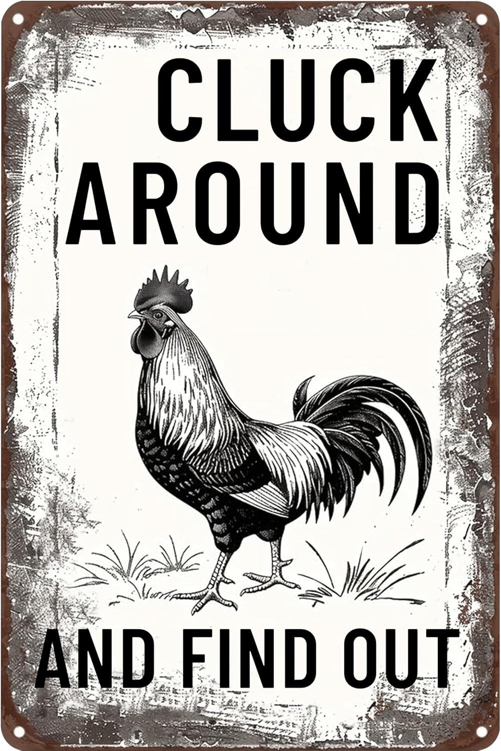 SMAZDFXX Funny Vintage Metal Chicken Signs for Coop Funny Outdoor, Cluck Around and FindTin Sign for Home Farm Chicken Coop Farmhouse Kicthen Garden Decor 12"x16"
