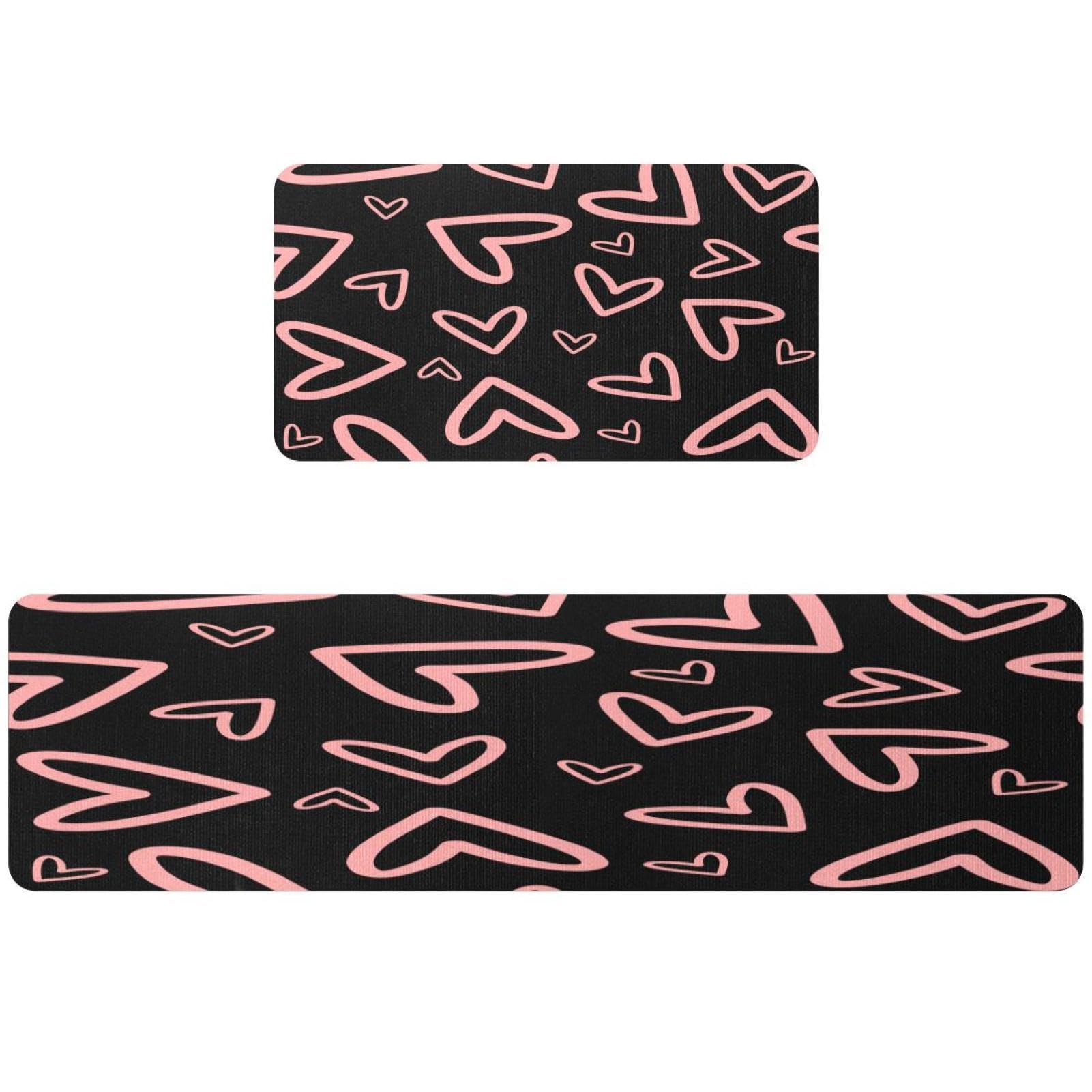 Alfombrillas de cocina absorbentes con base antideslizante lavable y diseño de corazones VAPOKF