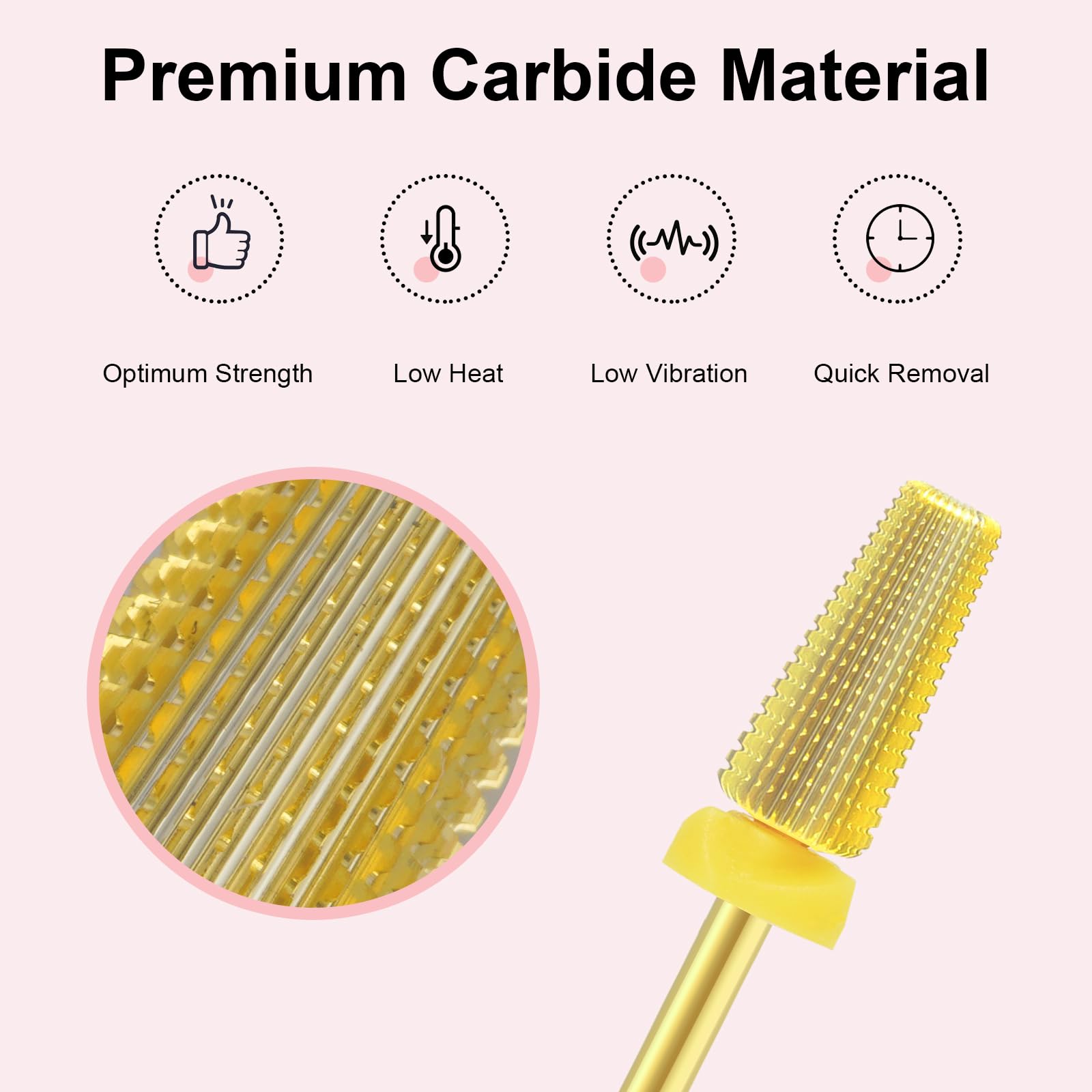 Punta per trapano per unghie 5 in 1, in carburo di tungsteno, multifunzione, per unghie acriliche, gel duri, rimozione cuticole, gambo da 3/32", rotazione bidirezionale per mancini e destrorsi