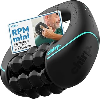 Chirp RPM Mini - Rolling Percussive Massager, Percussive Therapy, Whole Body Relief, Deep Tissue and Muscle Recovery, Percussion Massage, Rechargeable, Hands-Free Base, Powerful, 3-Speed Spin