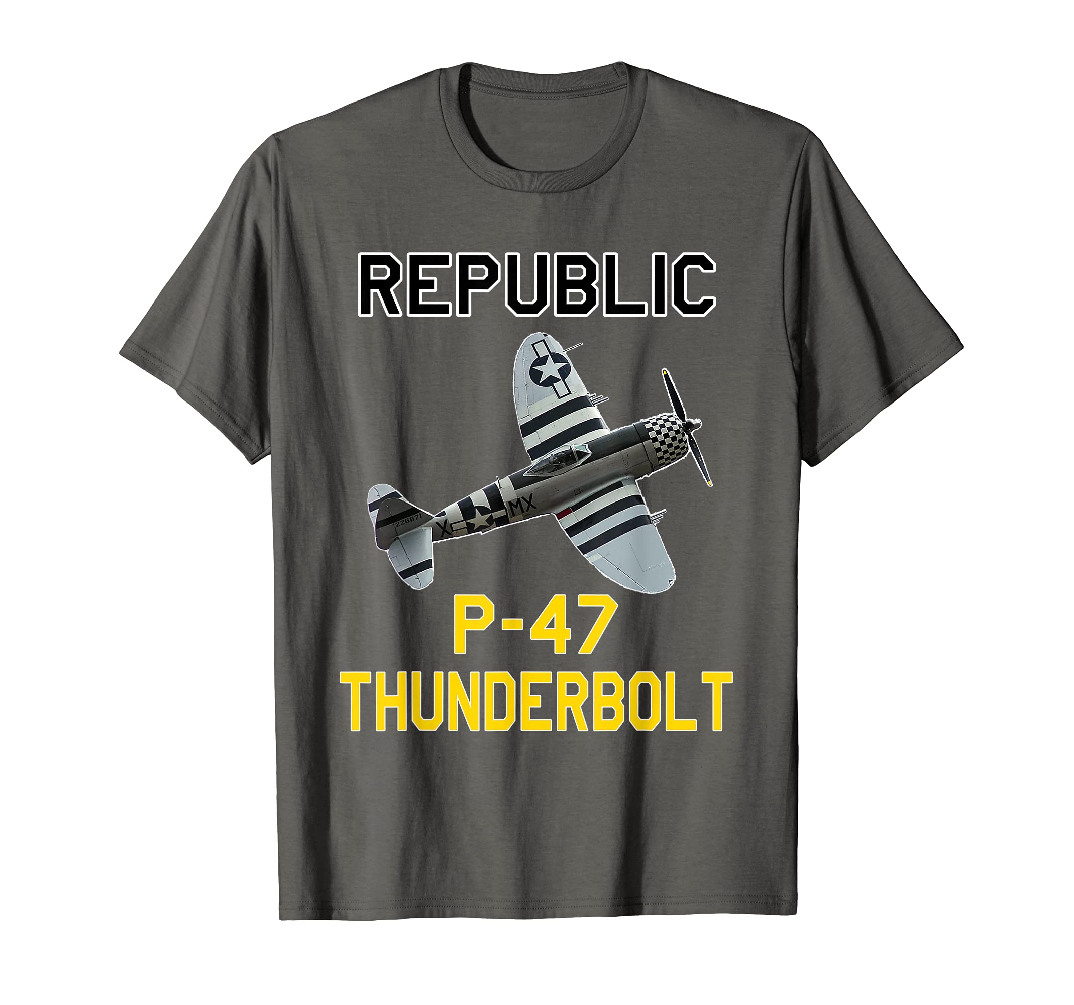 P-47 Thunderbolt "The Jug" WW2 Airplane History T-Shirt T-Shirt, Black