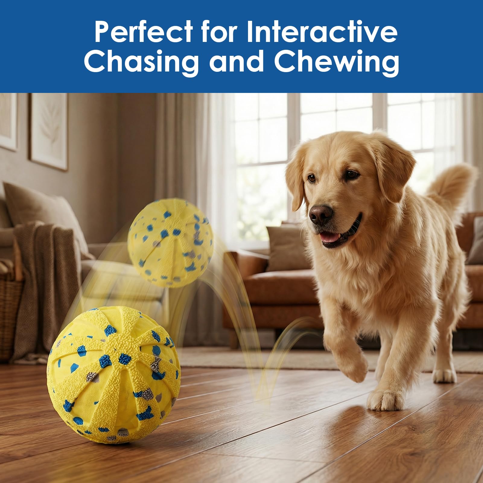 DFQ Pelota interactiva para perro, amarilla