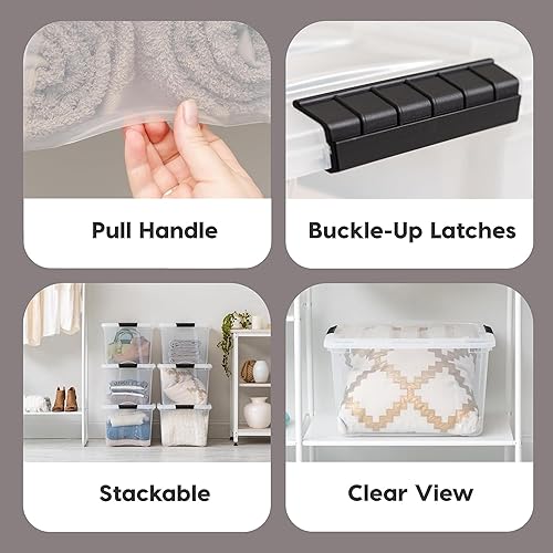Vista 77 de IRIS USA - Caja de almacenamiento de plástico de 19 cuartos de galón con tapa y pestillos – Paquete de 4 – sin BPA, solución de organización