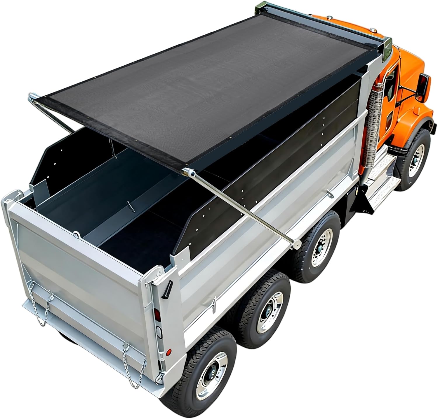 Dump Truck Mesh Tarp 7'x10' Durable Dump Trailer Tarp Opening Shade Truck Bed Cover with Grommets,Heavy Duty Black Cover with 2 Pockets for Easy Installation