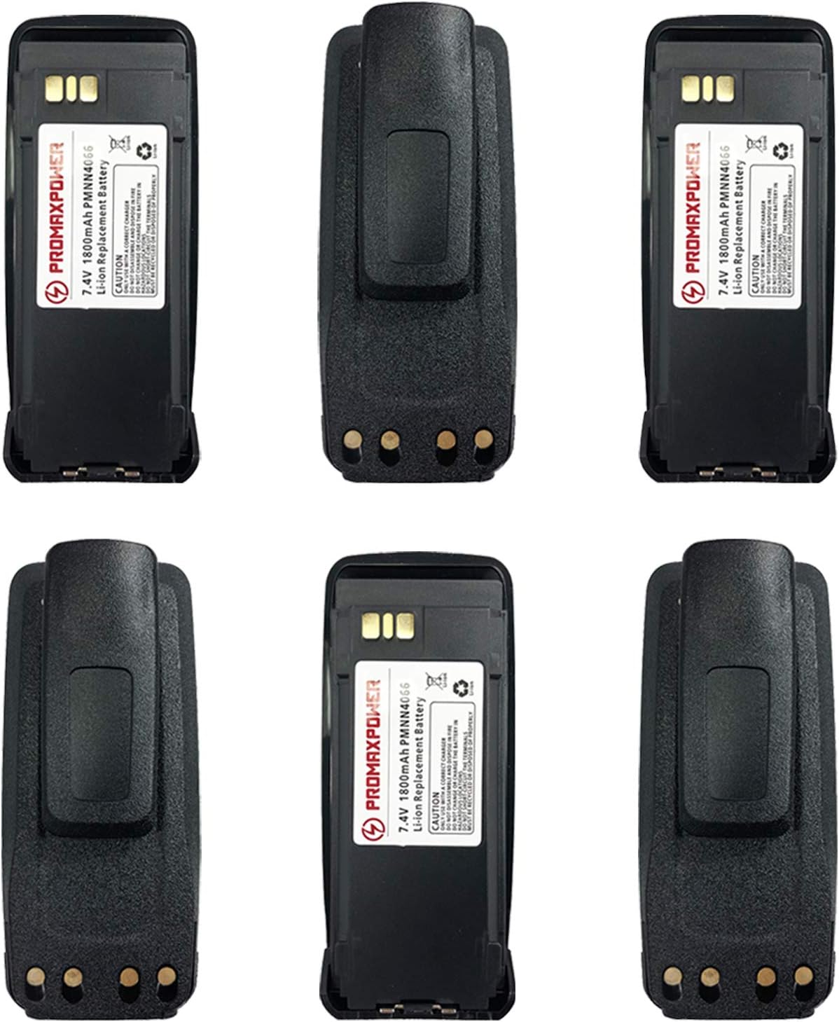 PROMAXPOWER Two-Way Radio 1800mAh Li-ion Battery for Motorola PMNN4066 XPR6350 XPR6550 DGP4150 (6-Pack)