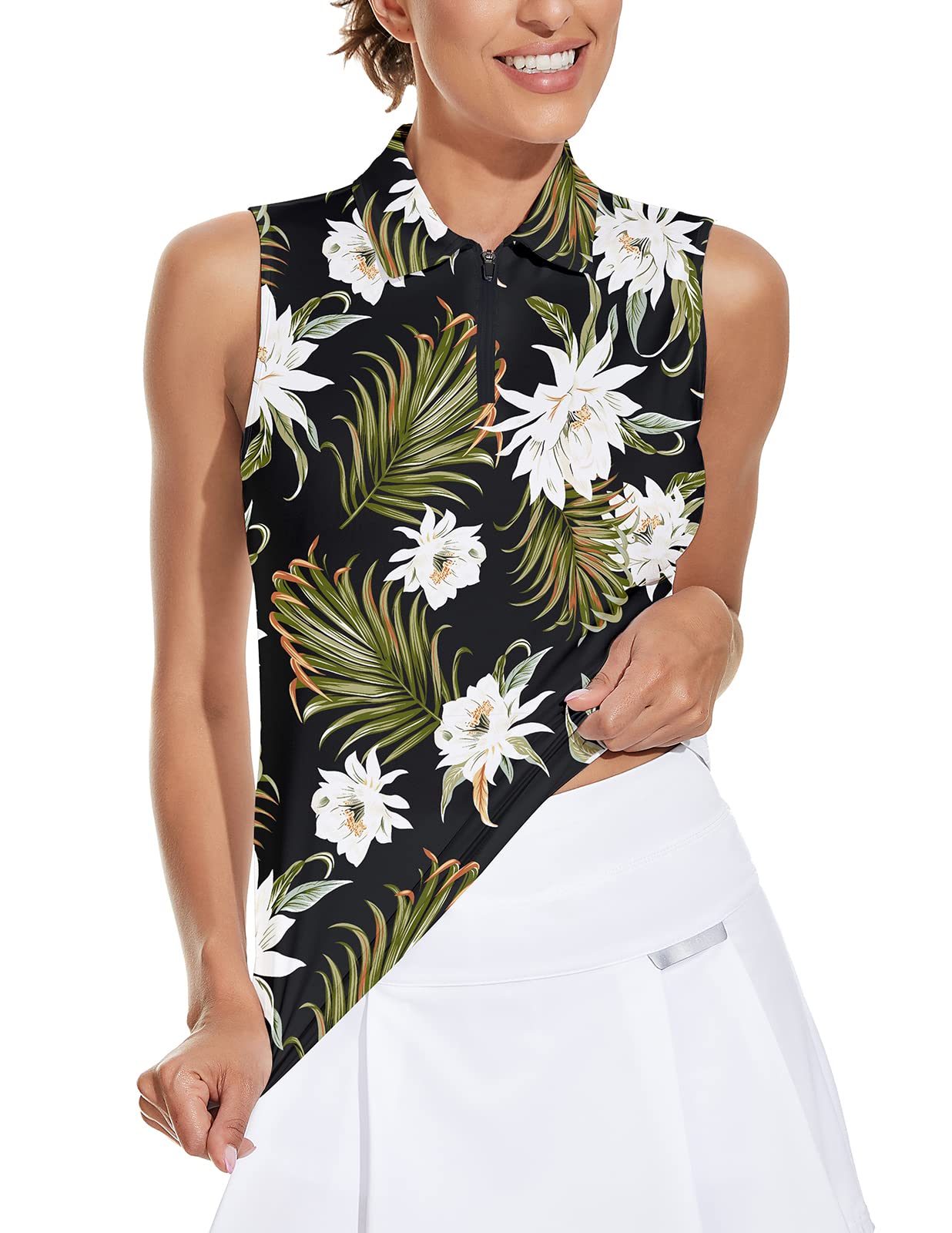 Soneven Women's Golf Shirts Sleeveless Floral