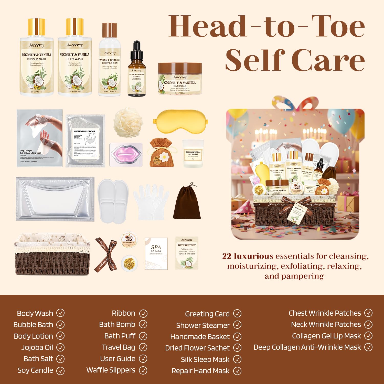 22PCS Valentines Day Spa Gift Baskets for Women, Luxury Bath and Body Gift Basket S... - Image 4