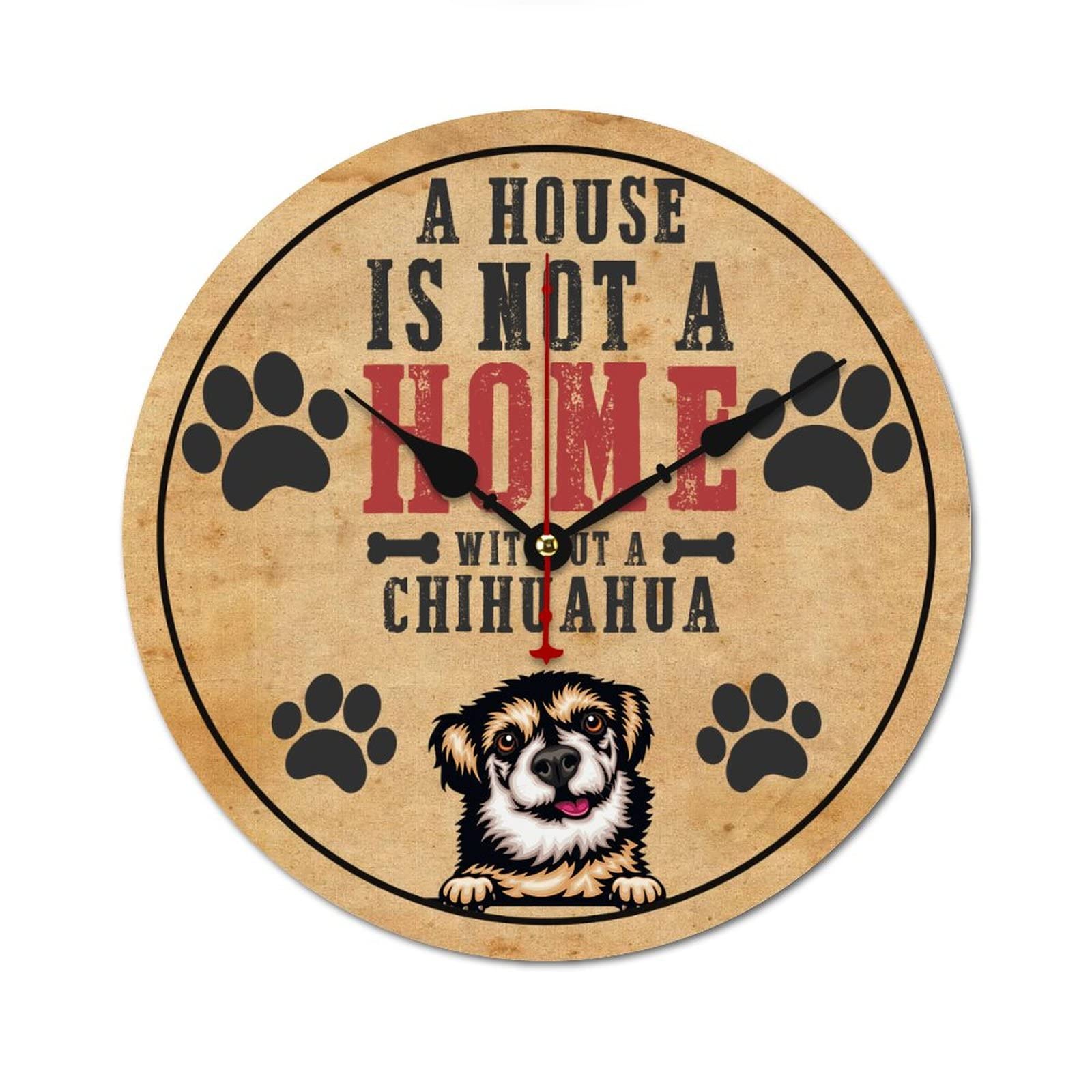 Horloge murale Chihuahua décorative 38cm pour cuisine et salon