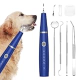 Upgraded Plaque Remover for Teeth, Electric Pet Teeth Cleaning Kit, USB Charging Dog Tooth Brushing Kit, 5 Modes, IPX6 Waterproof Pet Ultrasonic Toothbrush Cleaner for Dogs Cats (Blue)