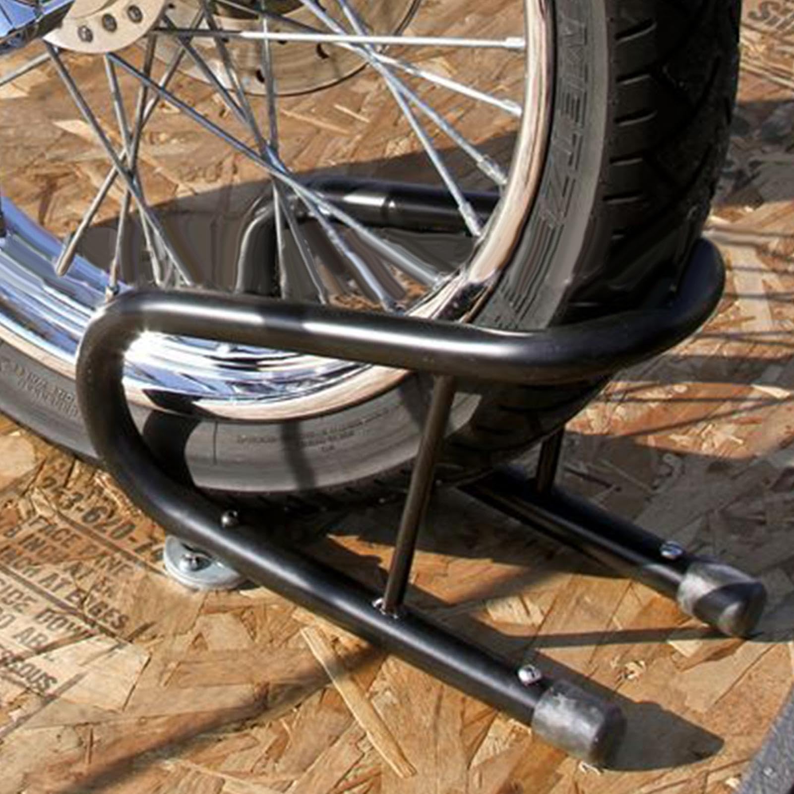 ruota moto – Supporto organizer in acciaio anteriore sicuro | per motore e | guida, facile da installare, stabilizza durante la manutenzione del parcheggio