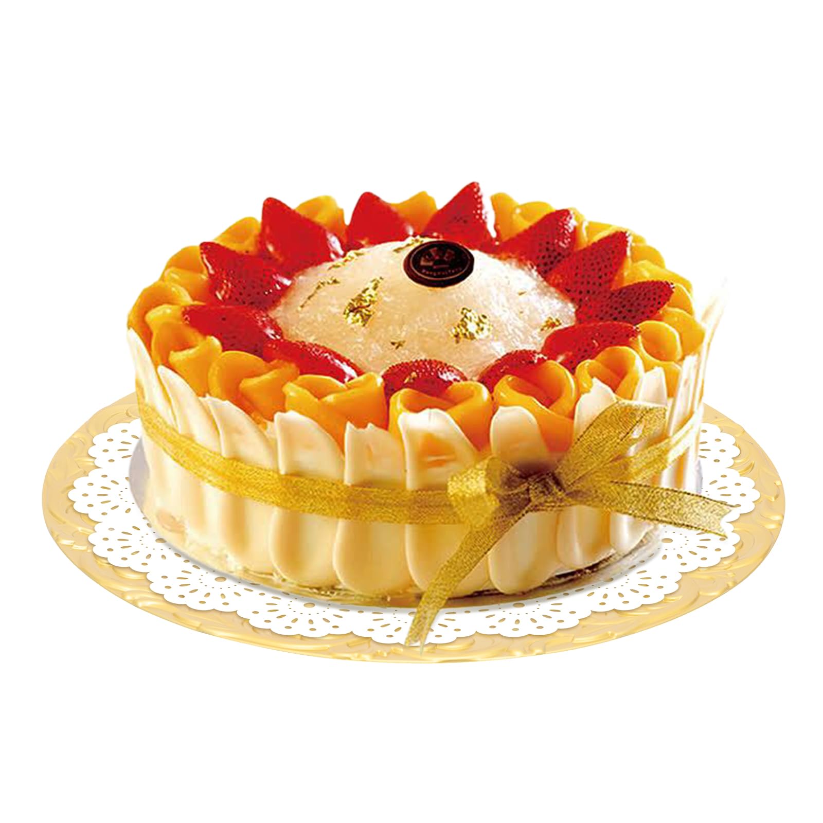 Pyroarle 100Pcs Charger Plates Bulk with Floral Pattern, Gold Reusable Dinner Charger Plates 13'' Round Floral Embossed Rim Decorative Plate Chargers for Dinner Wedding Party Event Tabletop Setting