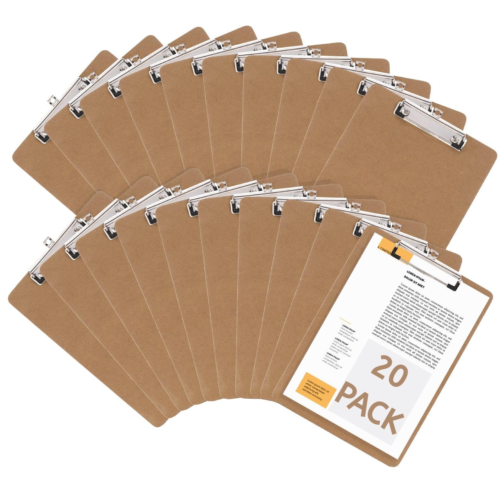 YOUEON 20 Pack Hardboard Office Clipboards, 9 x 12.5 Inch Letter Size Clipboard with Low Profile Clip & Hangable Loop, Clip Boards for Home Office School Hospital Supplies image 3