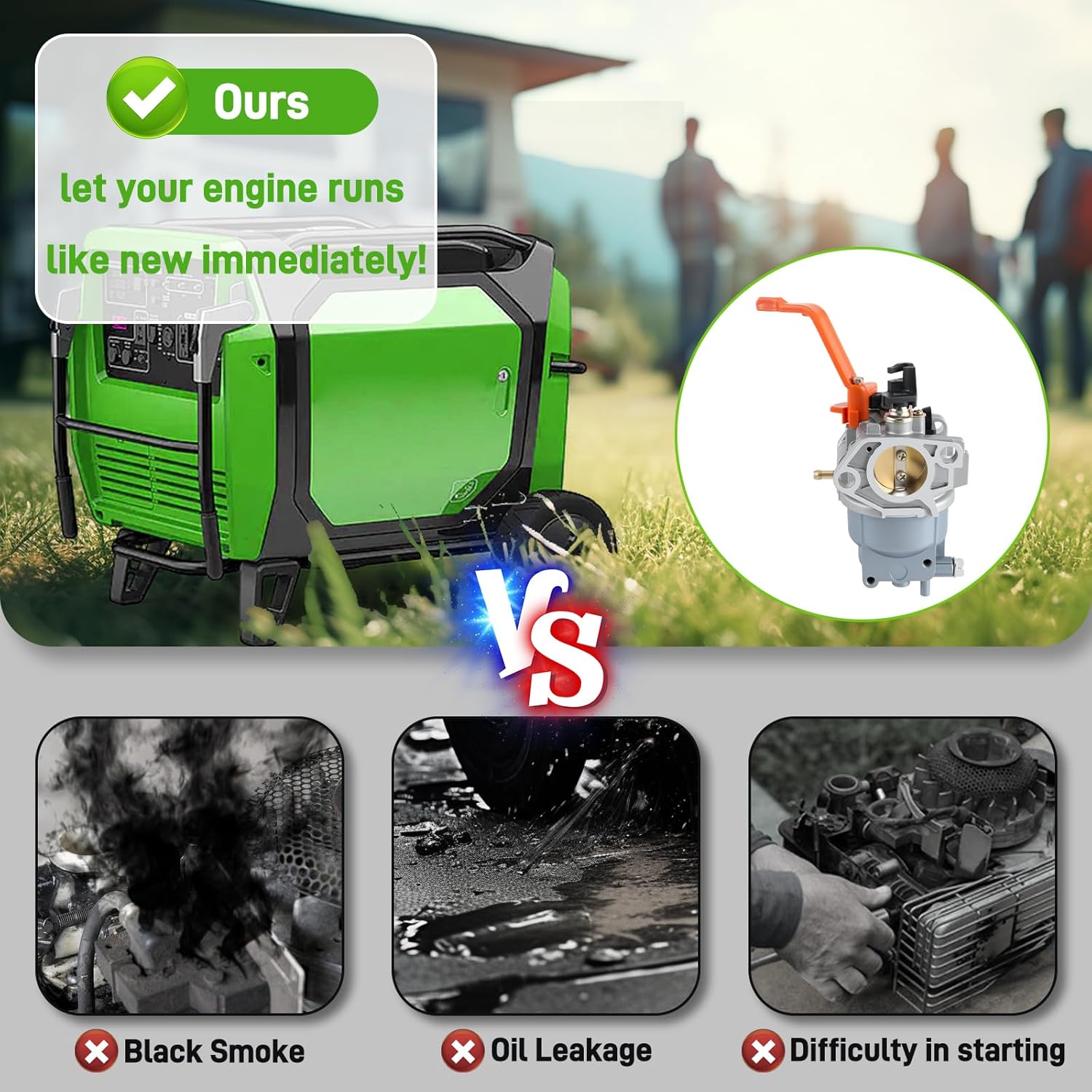 Ruixing GP5500 Carburetor for Generac GP6500 GP7500 GP7500E GP8000E Generator, Replace# 0J58620157