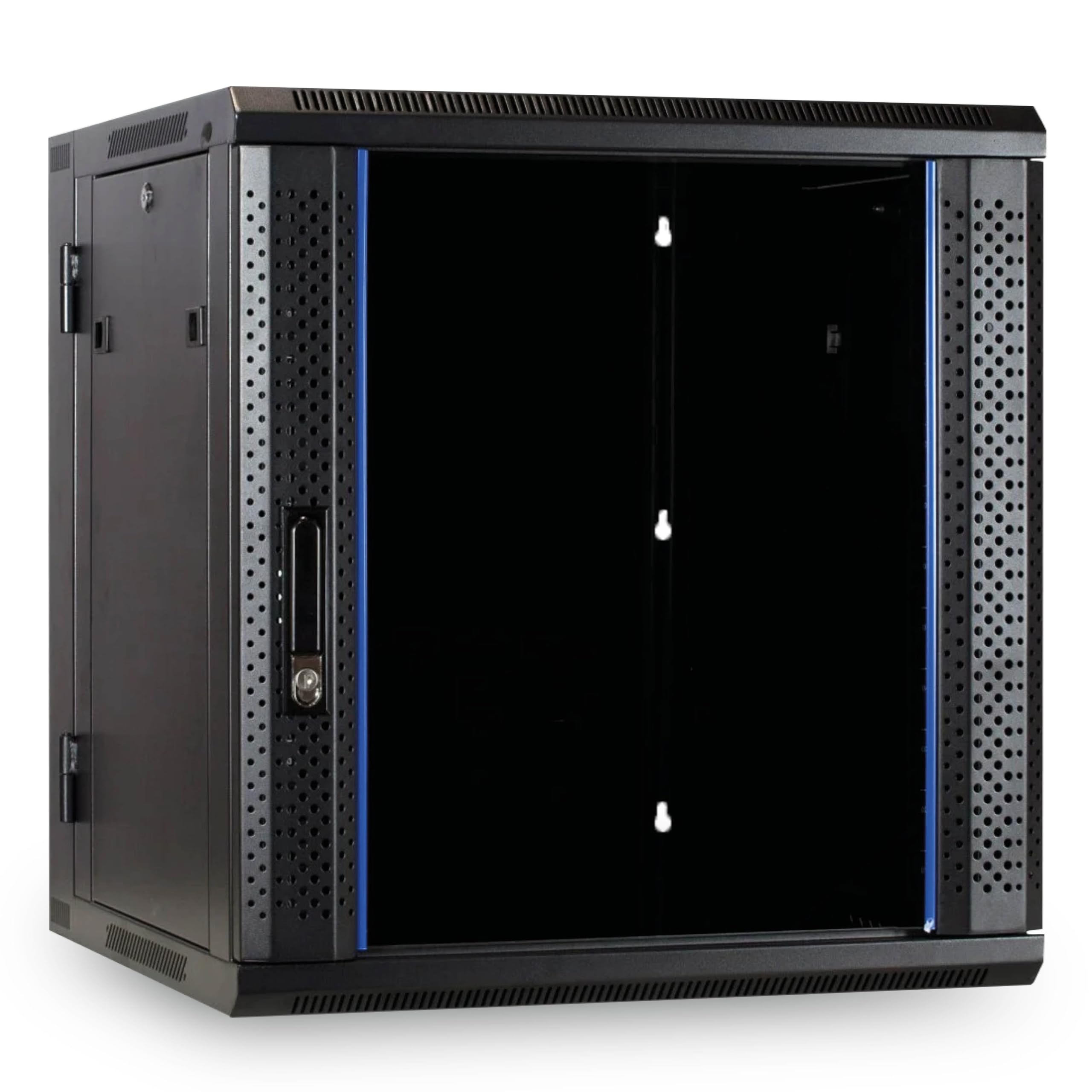 Baie Murale 12u (inclinable) avec Porte en Verre 600x600x635mm - Noir