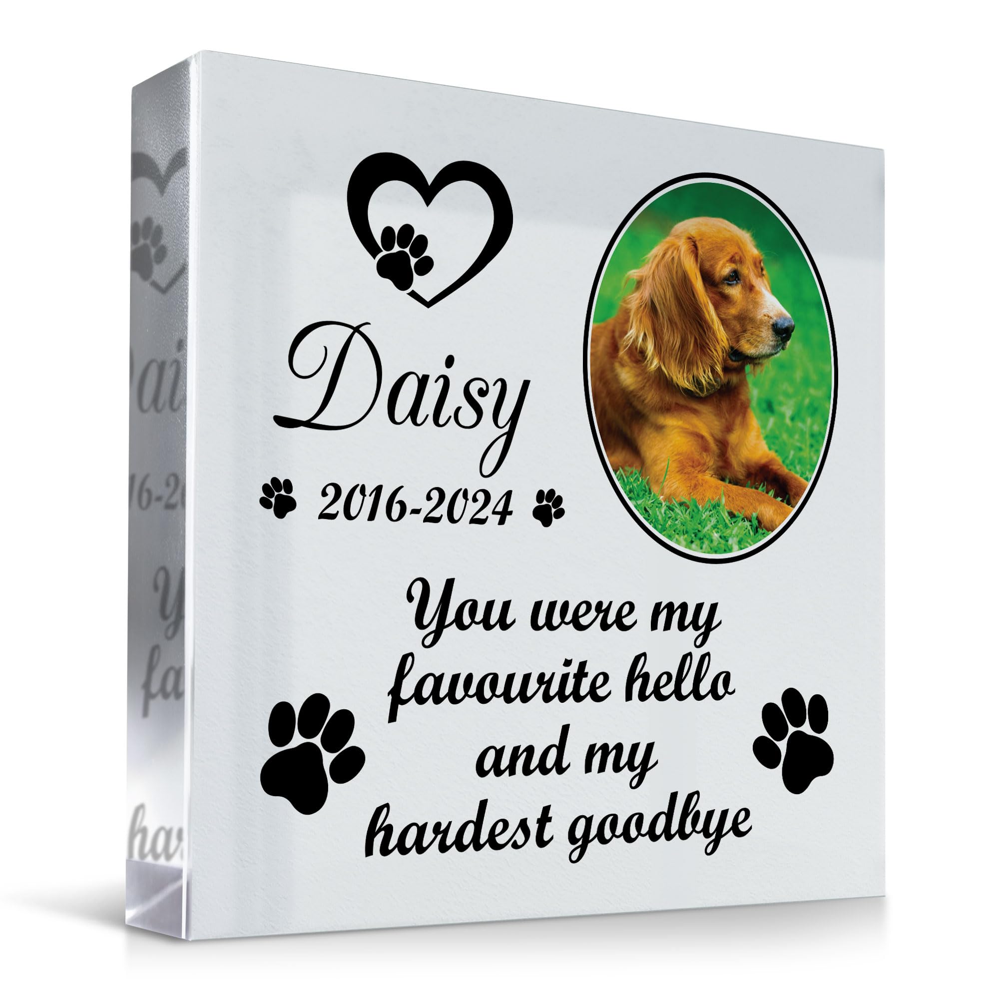 RED OCEAN Personalised Dog Memorial Gifts Custom Pet Memorial Plaques Pet Bereavement Gifts with Any Photo & Name Natural Slate Grave Plaque Gifts for Loss of Dog Cat Pet Puppy (Design 1)