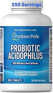 Puritan's Pride Suplemento probiótico, Acidophilus, cápsula, 250 unidades (paquete de 1)