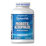 Daily Probiotic Acidophilus, 100 Million Live Cultures, Dietary Supplement for Digestive, Gut, and Immune Health, Soy, Sodium, and Gluten Free, 8 Month Supply, 250 Tablets