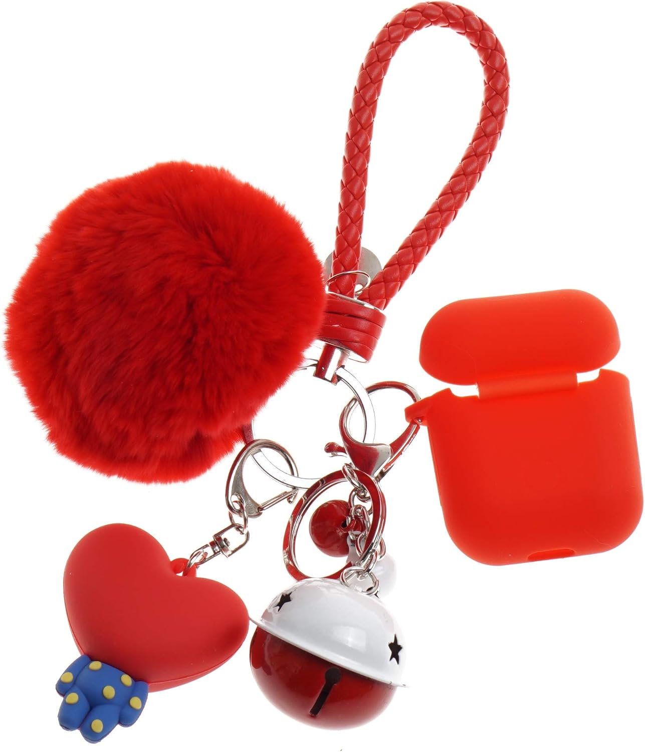 Bangtan Boys Airpod Case with Cute Fur Ball Keychain/Strap (V TAEHYUNG Red)