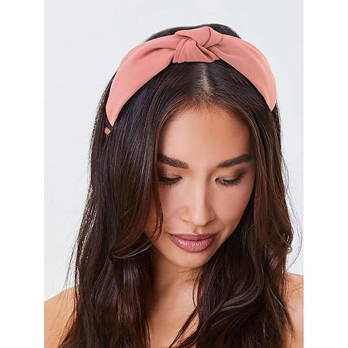 Miniatura 10 de YISSION 4 diademas anudadas para mujeres y niñas diadema de cuero antideslizante banda ancha para la cabeza de moda diadema con nudo superior para