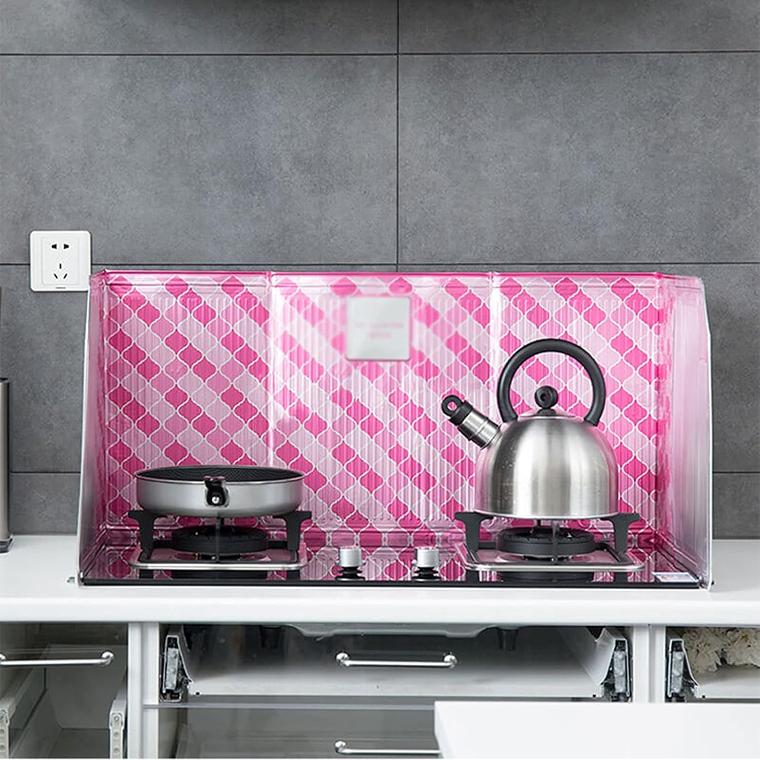 Guard Oil Barrier 3 Sided Anti Splatter Shield Guard Stretchable Oil Splatter Screen Board Aluminum Foil Oil Block Oil Barrier Oil-Proof Splash Kitchen Tool Sided Splash Guard