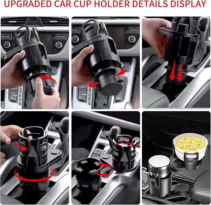 Extensor Portavasos Coche 2 en 1 Ajustable Universal Negro miniatura 3