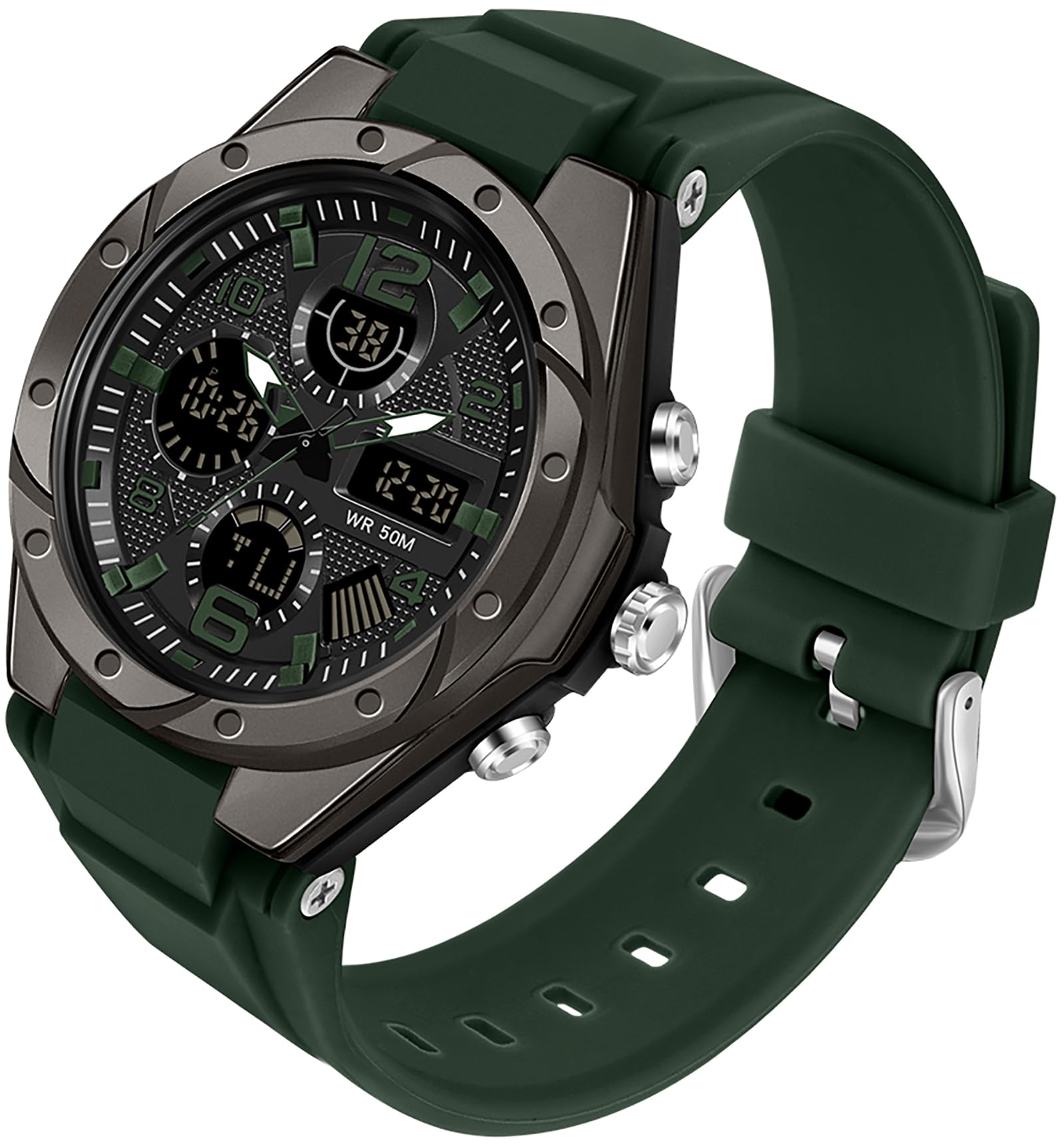 findtime Relojes de mujer blancos para adolescentes y estudiantes con despertador/cronómetro/retroiluminación LED/resistente a los golpes/fecha, reloj digital analógico para niños y niñas