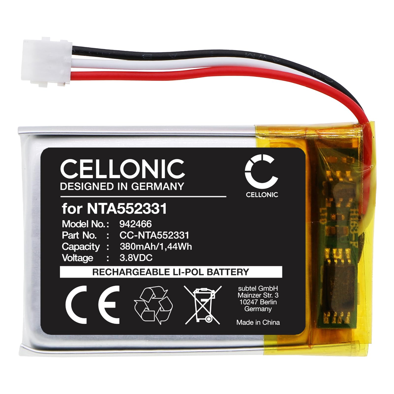 CELLONIC 1x Batterie Compatible avec Rode Wireless GO II | 1x, (380mAh, 3.8V, Lithium Polymère), Casque micro Batterie pour Rode 0442-0053-01