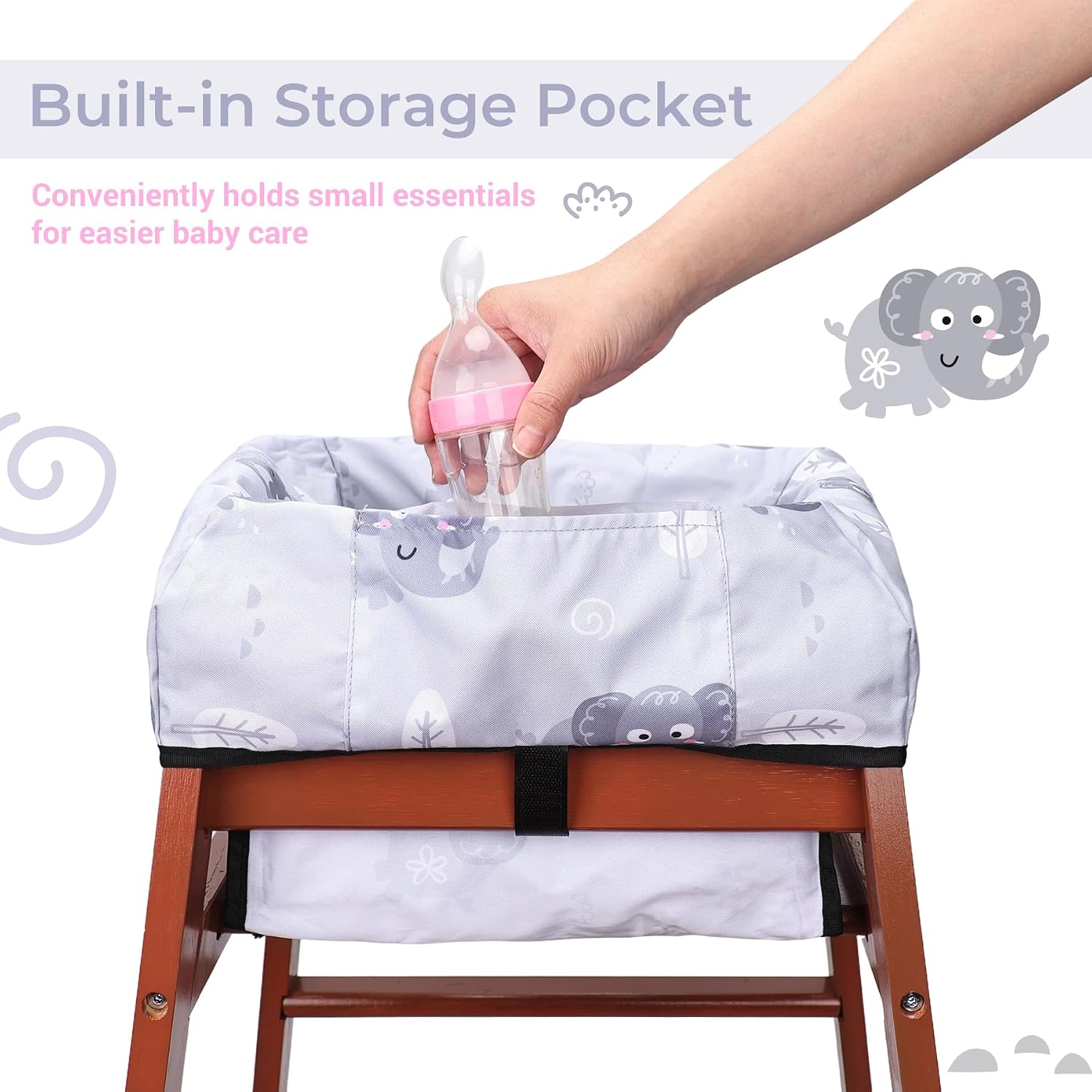 COOLBEBE Baby High Chair Cover with 3-Point Harness, Grey image 5