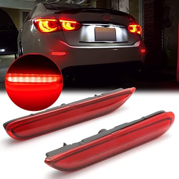 x xotic tech 2pcs Rear Bumper Reflector Brake Light, Sequential Flowing Turn Signal LED Lamps,Compatible with Infiniti Q50 QX56 QX60 or Nissan Altima Pathfinder RogueRed Lens