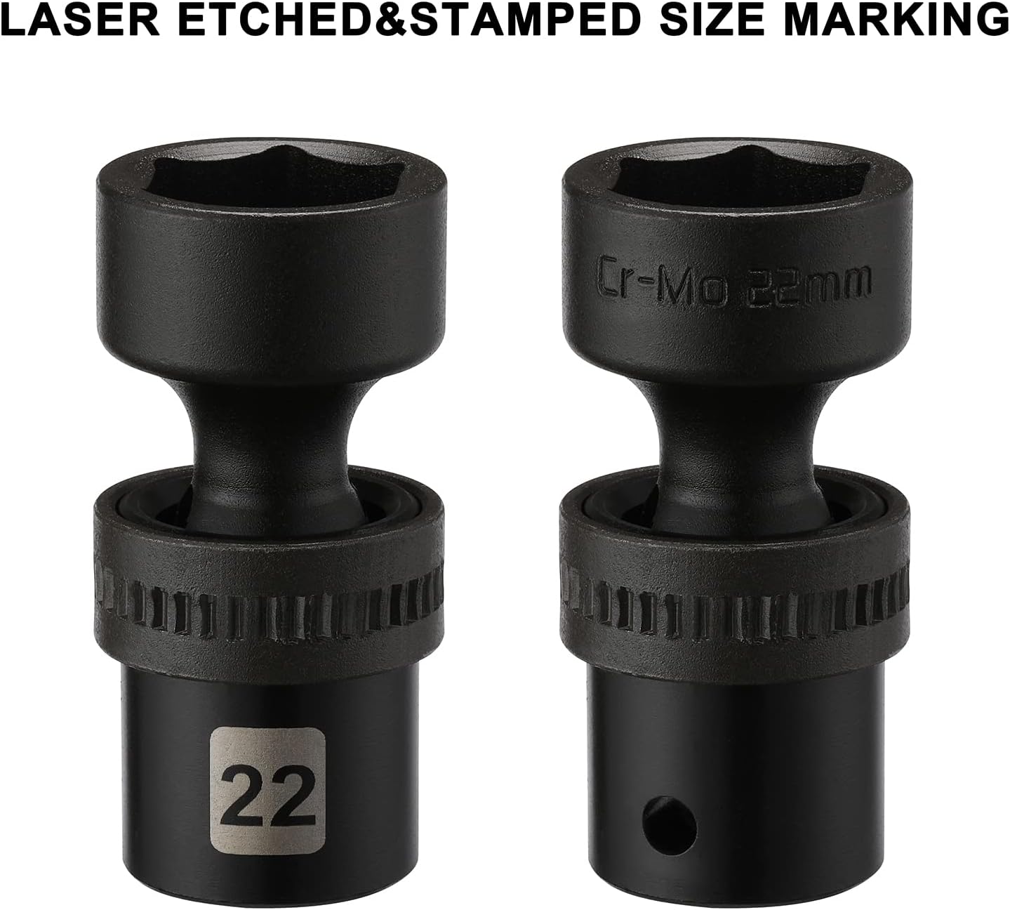 Mayouko 15 PCS 1/2" Drive Standard Universal Impact Socket Set, Metric, 10-24mm, Impact Swivel Socket thumbnail