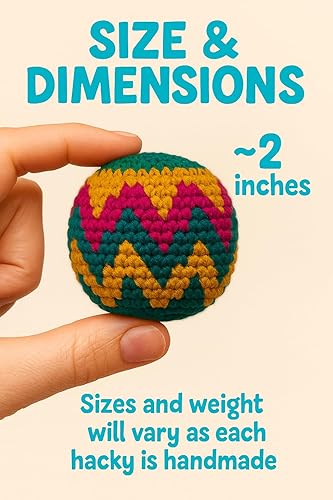 Miniatura 5 de Funny Guy Mugs Sacos de Pelota Hacky Kick, Sacos de Ganchillo Multicolor con Patrón Geométrico Surtido, Saco de Patadas, Bolsa de Pie, Juguetes de