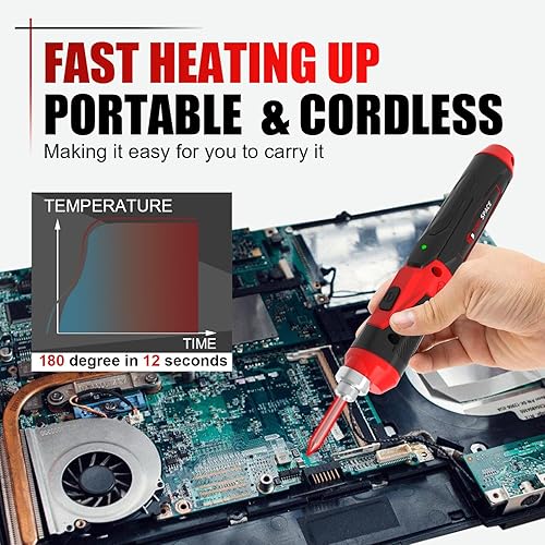 Miniatura 2 de TOOLSPACE - Soldador inalámbrico, batería de iones de litio recargable USB de 4 V 2000 mAh con foco LED, soldador portátil para metal, joyas,