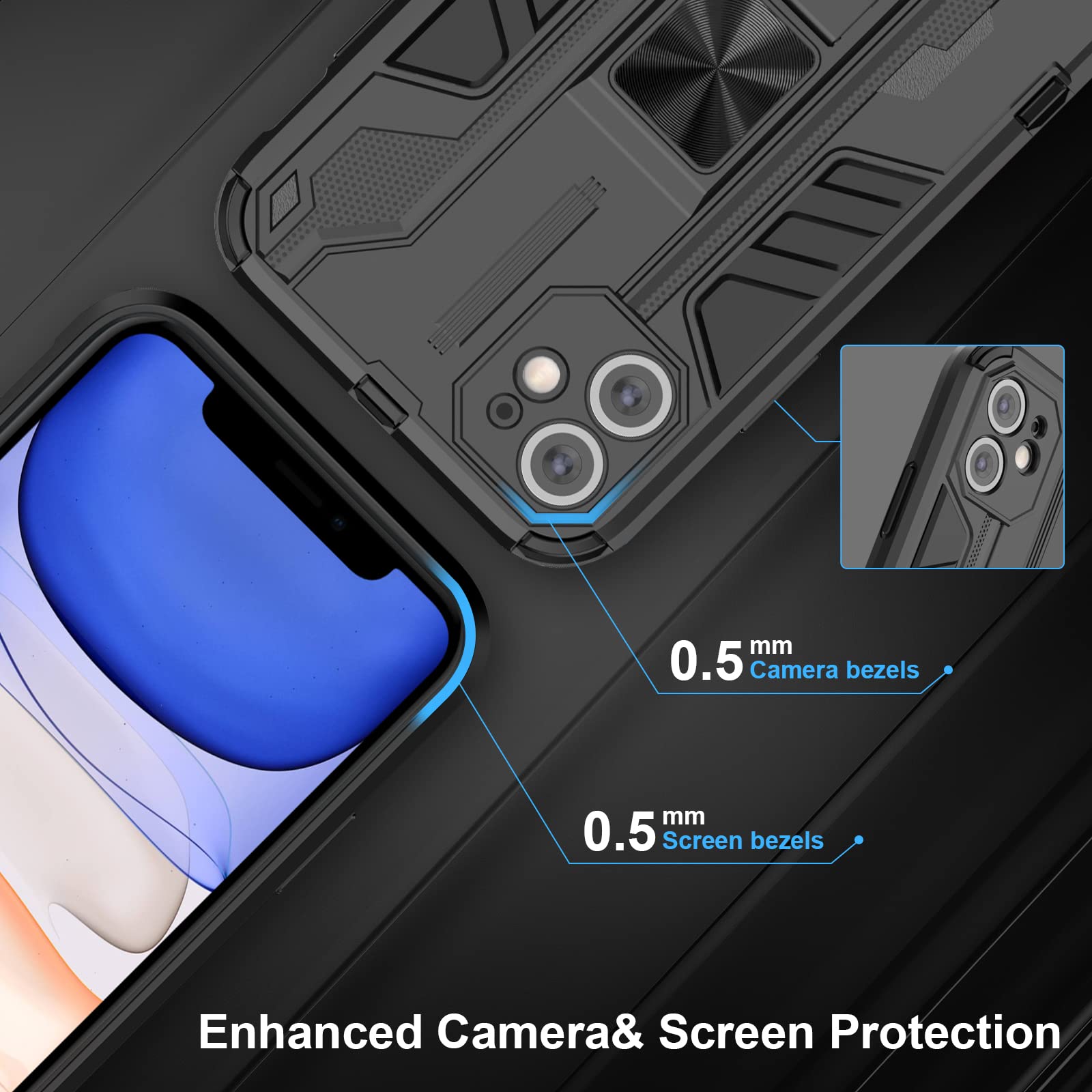 Funda para Xiaomi Redmi Note 15 Pro 5G, Carcasa Antigolpes con Soporte anular metálico, Case Protectora de Grado Militar, Azul — view 678