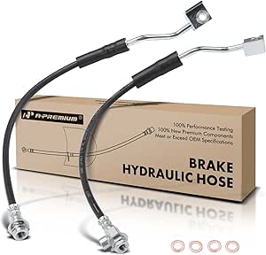 A-Premium Front Brake Hoses For Ford F-150 & Bronco 1990-1996 - Driver & Passenger Set