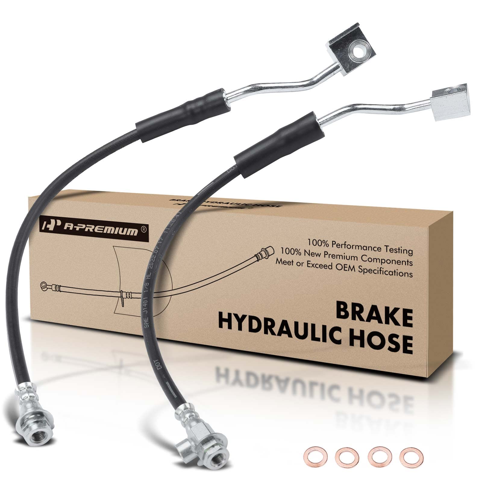 A-Premium Front Driver and Passenger Brake Hydraulic Hose Compatible with Ford Models - For F-150 1990-1996, For Bronco 1990-1992 - Replace# F4TZ2078C