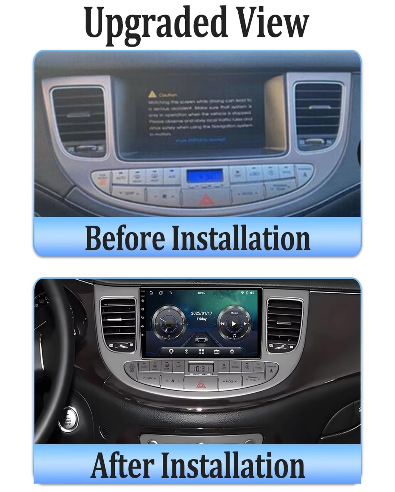 Ekran Carplay dla Hyundai Rohens Genesis 2008-2013 Przenośne Radio Samochodowe Z Ekranem Dotykowym Hd, Funkcją Mirror Link I Carplay;, 8 Rdzeń 6G+128G