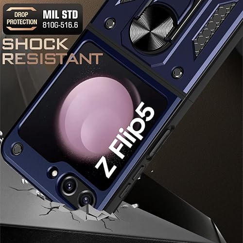 Miniatura 5 de AICase Funda para Samsung Galaxy Z Flip 5 con soporte de anillo, a prueba de golpes, para Galaxy Z Flip 5 5G soporte magnético para automóvil, color