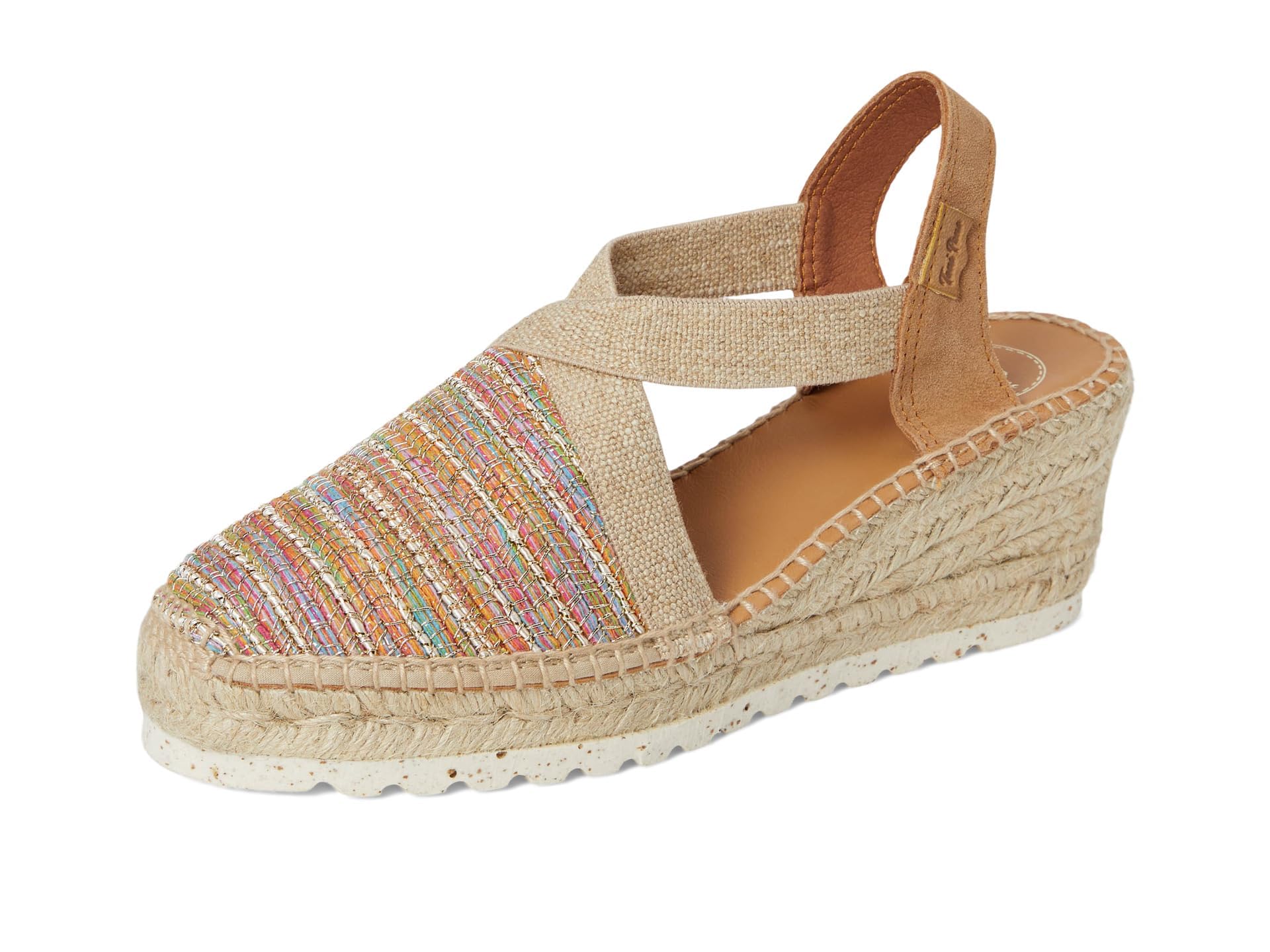 TONI PONS - Sandalia de piel,dedos cubiertos,cuña de esparto 8cm,plataforma 3cm,suela de goma,tira elástica, para: Mujer