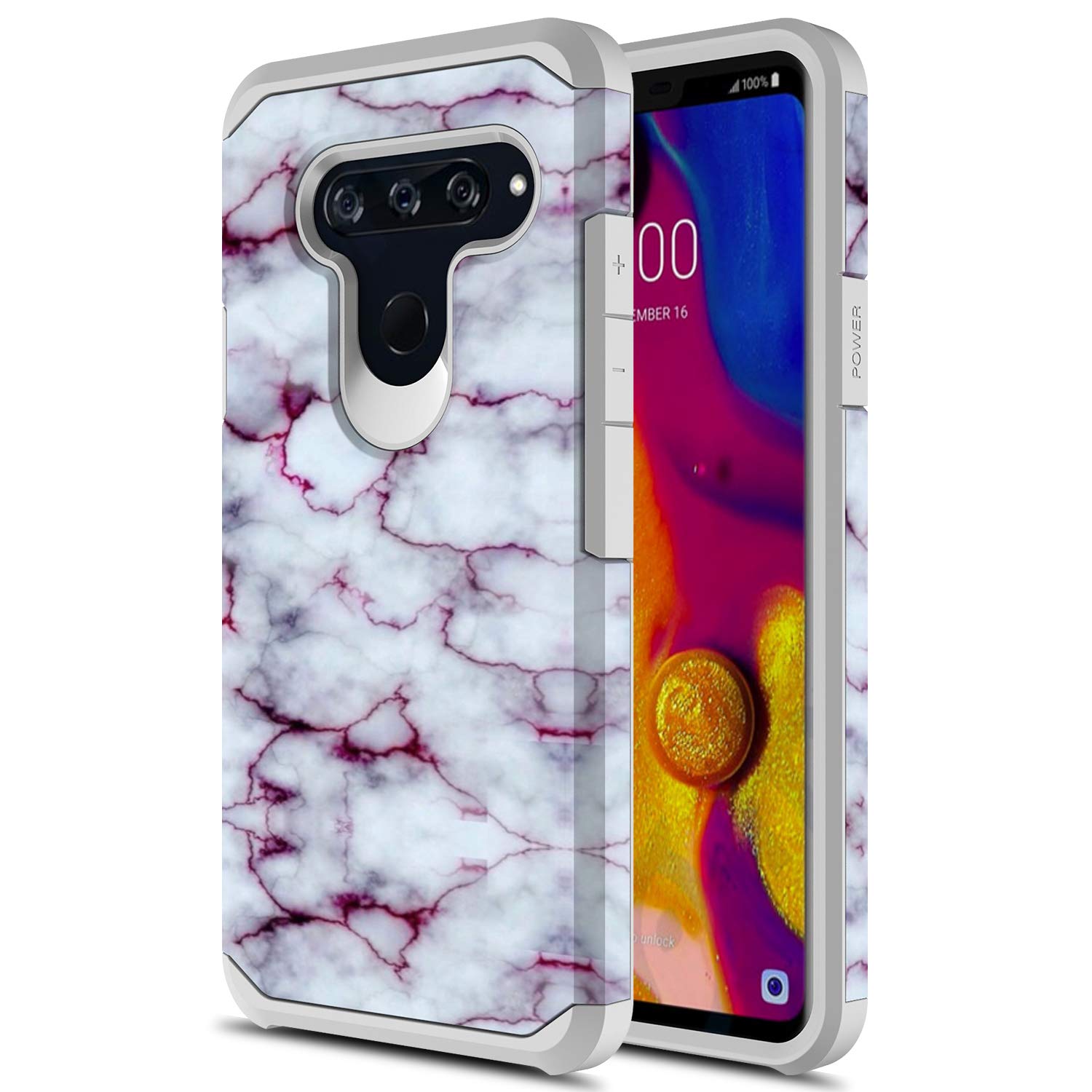 LG V40 Case,  Torryka  Hybird Drop Protection Sleek Slim Dual Layer Shockproof Colorful Graphic Armor Case for LG V40 (Purple Marble)