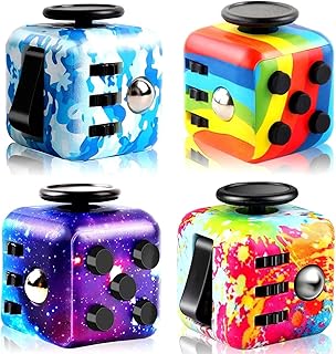 4 Pack Fidget Cube Fidget Toys, Stress and Anxiety Relief Toys, Fidgets Cubes Fidget Toy Cube Relaxing Hand-Held for Adults, Killing Time Cool Fidget Block for ADD/ADHD/OCD