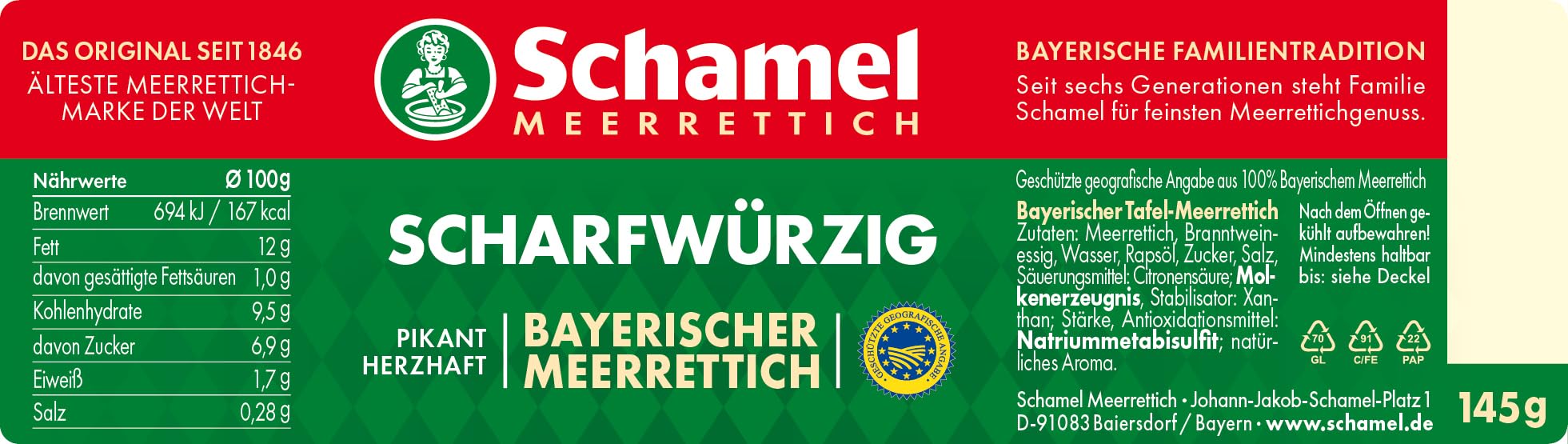 Schamel Meerrettich Scharfwürzig 12 x 145g
