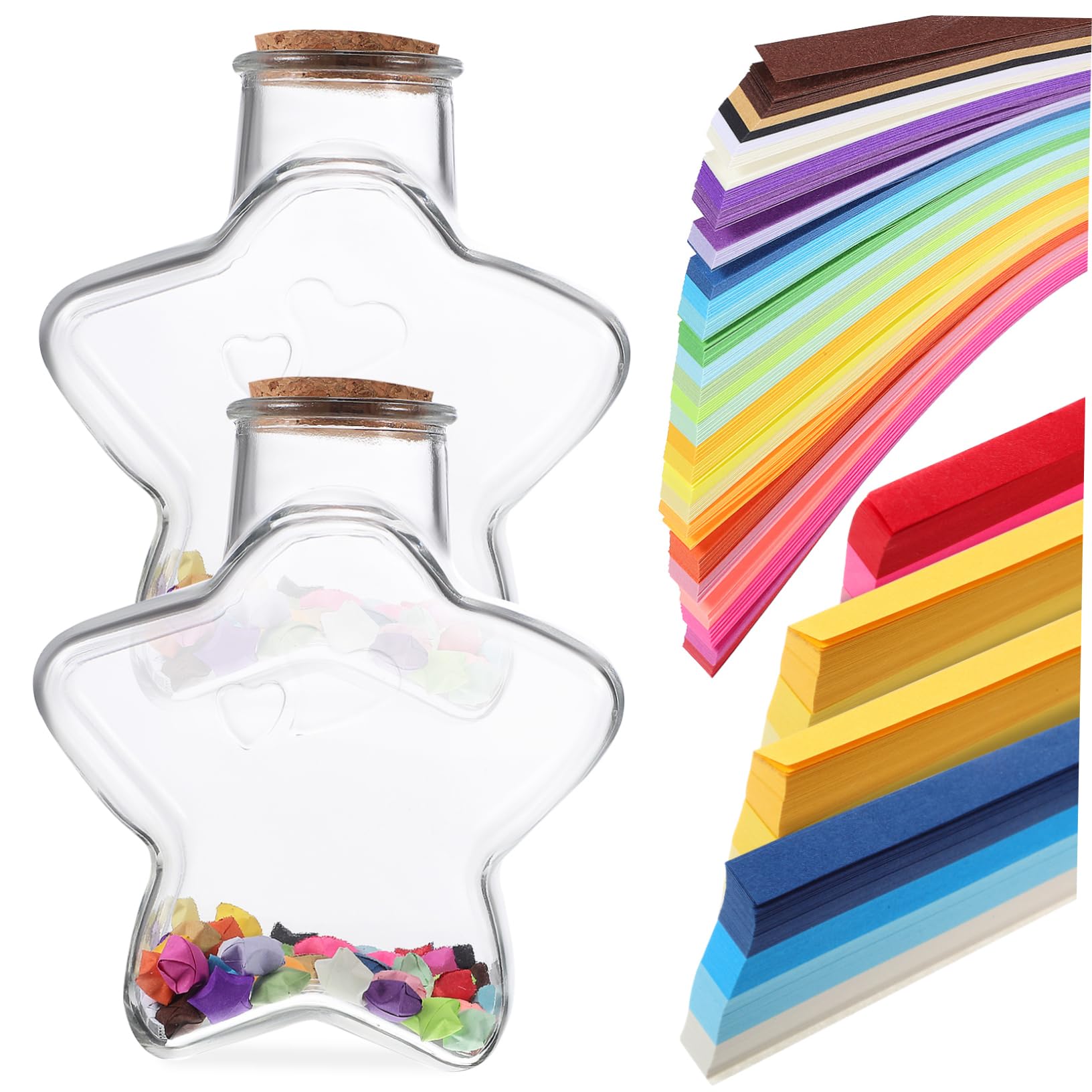 Amosfun 1 Set Glasfläschchen Origami Stern Papier Kit Bunte Papier Sterne Für Handwerk Dekorationen