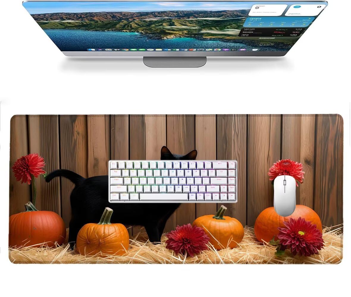 Podkładka pod mysz XXL 1200 x 600 mm czarna podkładka pod mysz dla graczy, duża podkładka pod mysz do gier, podkładka pod mysz z przeszytymi krawędziami Wodoodporna antypoślizgowa poprawia precyzję i