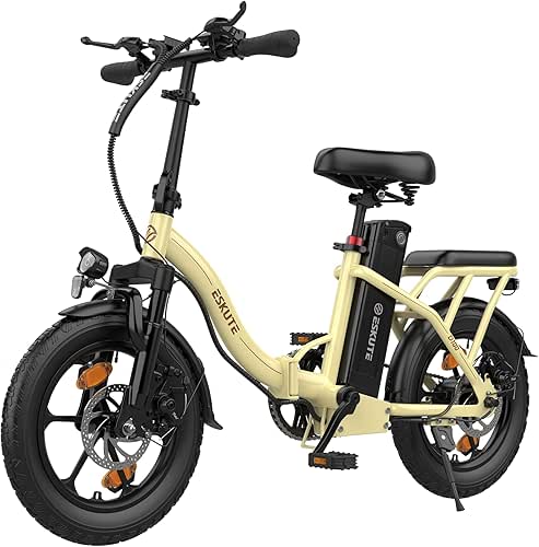 ESKUTE D100 Bicicleta Eléctrica Plegable 16"×2.50", Batería Extraíble 36V 13Ah,
