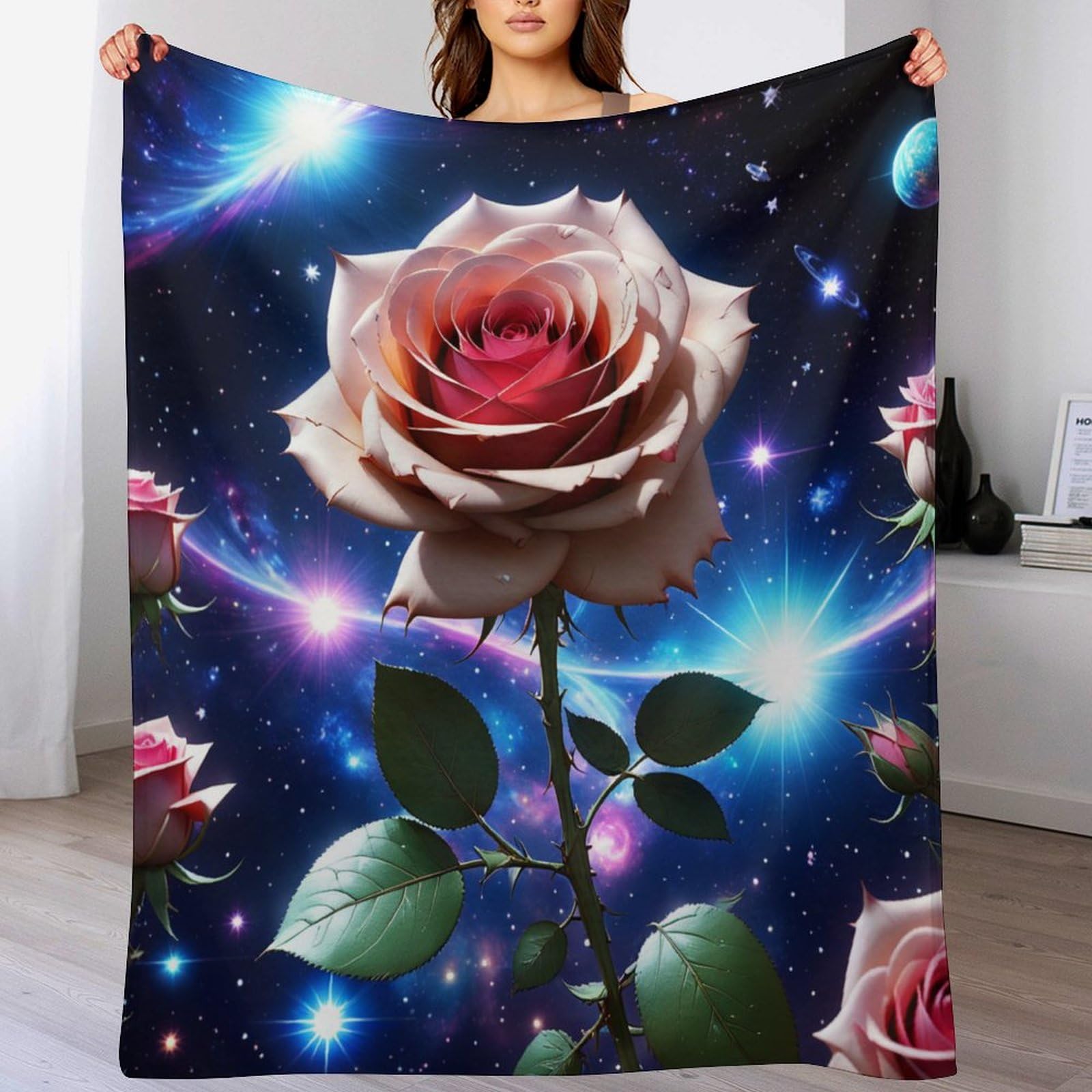 Couverture super douce pour lit et canapé motif nuit étoilée