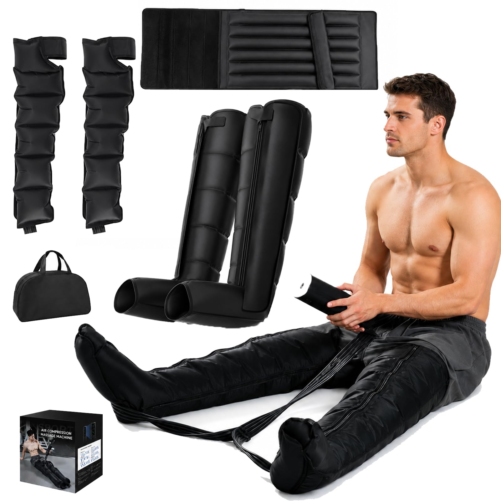 Pressotherapie Beine, 6 Kammern, 12 Modi, Luftkompressionsstiefel