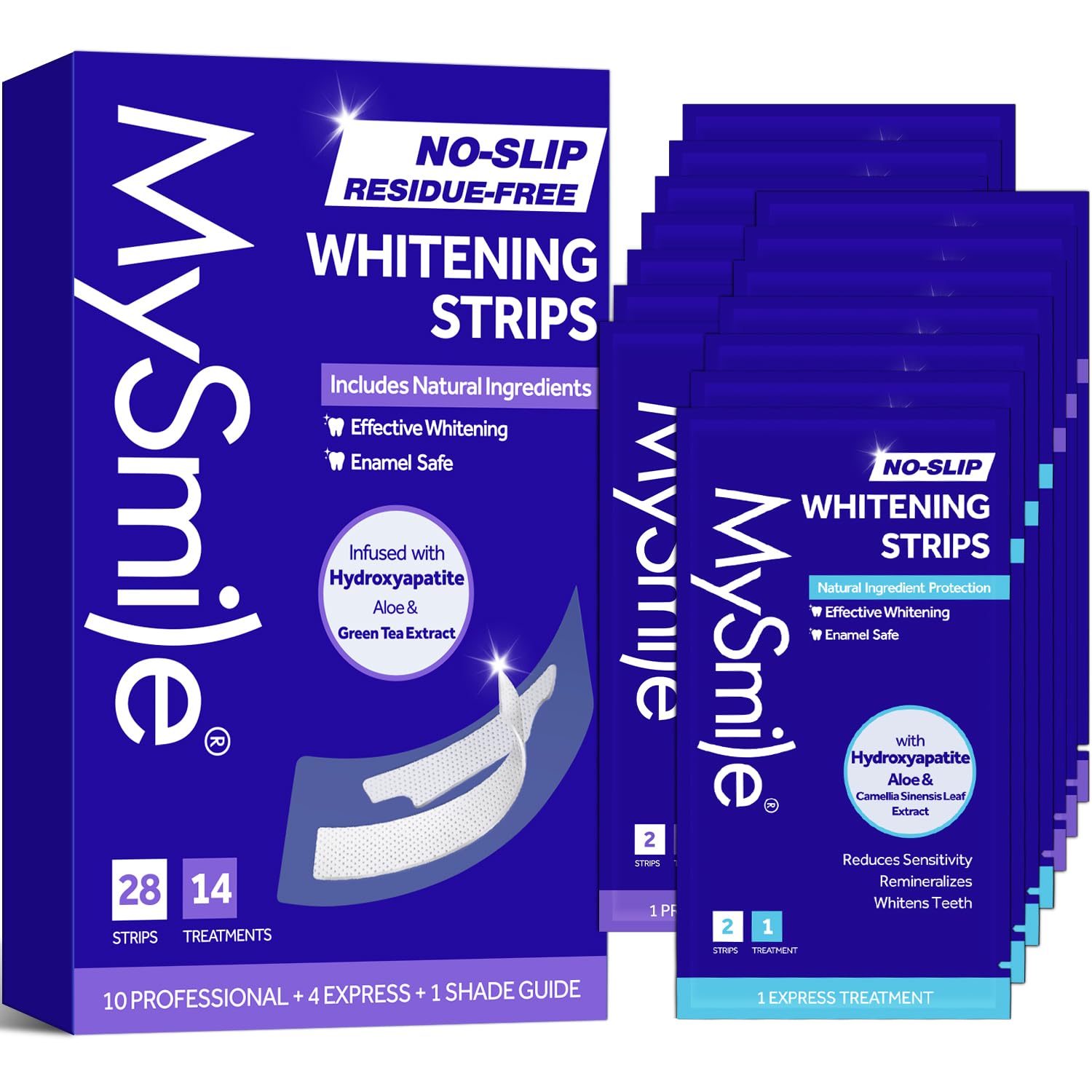 MySmile Teeth Whitening Strips Hydroxyapatite-Infuse White Strips Non-Sensitive Teeth Whitening with Soothing Natural Ingredients Enamel-Safe Residue-Free Non-Slip 14